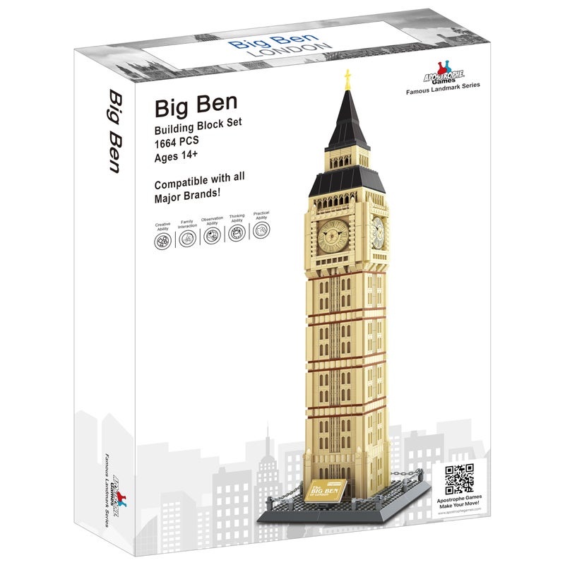Apostrophe Games Big Ben Building Block Set (1,664 Pieces) London's Big Ben Clock Tower Famous Landmark Series - Architecture Model for Kids and Adults - Image 4